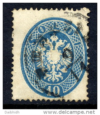 AUSTRIA: LOMBARDY VENETIA 1863 Arms 10 Soldi Perforated 14,  Used.  Michel 17 - Gebraucht