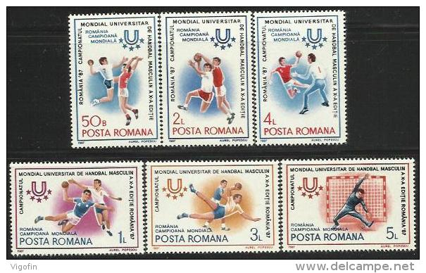 RO 1987-4341-6 WORLD CHAMPIONSHIP IN HANDBALL, ROMANIA, 1 X 6v, MNH - Sport Voor Mindervaliden