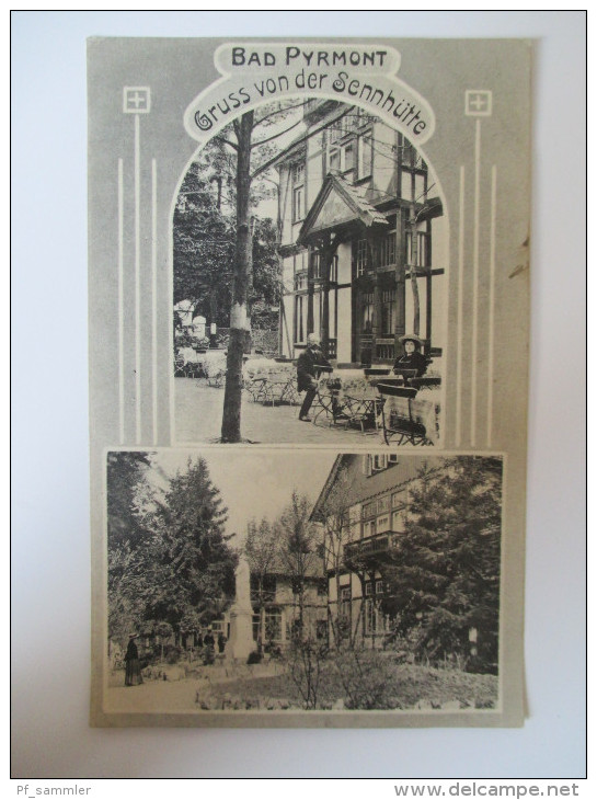 Bildpostkarte 1914 Bad Pyrmont Gruss Von Der Sennhütte Mehrbild Stempel: Die Polizei-Verwaltung M. Glückstadt & Münden - Bad Pyrmont