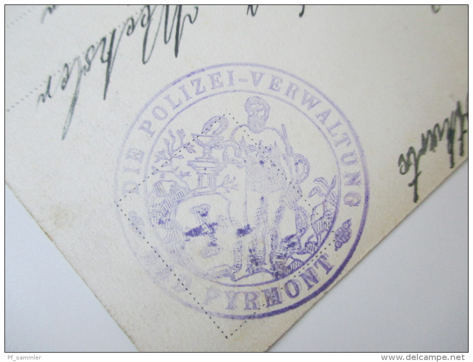 Bildpostkarte 1914 Bad Pyrmont Fürstliches Kurhaus Stempel: Die Polizei-Verwaltung Verlag Carl Maltzahn - Bad Pyrmont