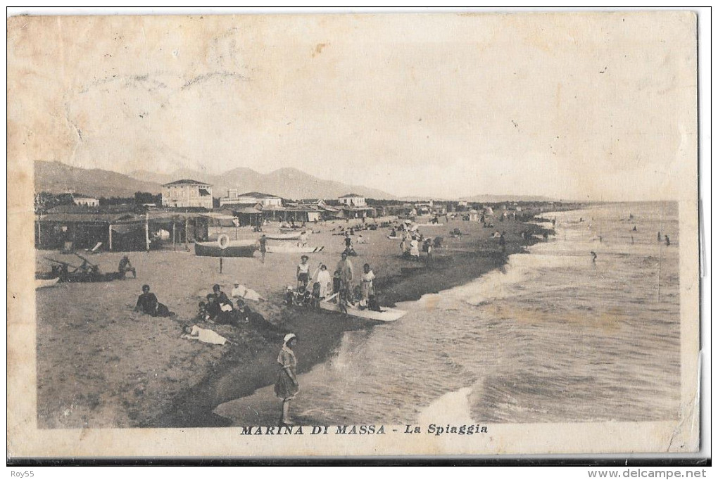 TOSCANA-MASSA-MARINA DI MASSA  SPIAGGIA BAGNANTI VEDUTA PANORAMA ANNI 20 - Altri & Non Classificati