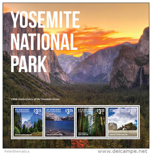 ST. VINCENT & THE GRENADINES ,2014, MNH,YOSEMITE NATIONAL PARK II, MOUNTAINS, WATERFALLS,  SHEETLET T+SS, BEAUTIFUL!! - Other & Unclassified