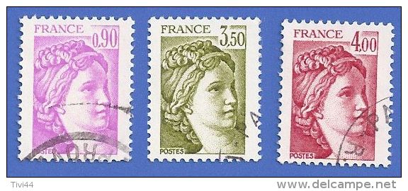 FRANCE 2120 + 2121 + 2122 OBLITÉRÉS SABINE DE GANDON - 1977-1981 Sabine Of Gandon