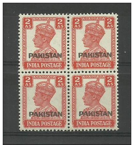 PAKISTAN 1947,GEORGE 6th SG.no 6 BLOCK MNH. - Pakistan