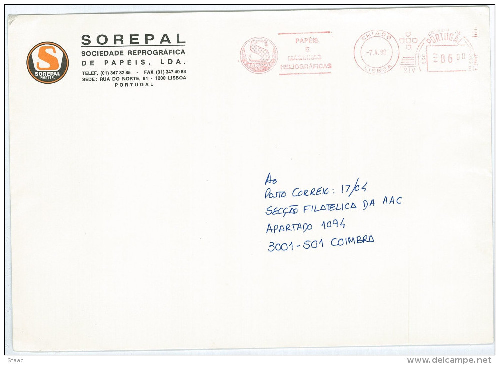 Portugal Meter - Sorepal Papers And Heliographics Machines - Lisboa 1990 - Postal Logo & Postmarks