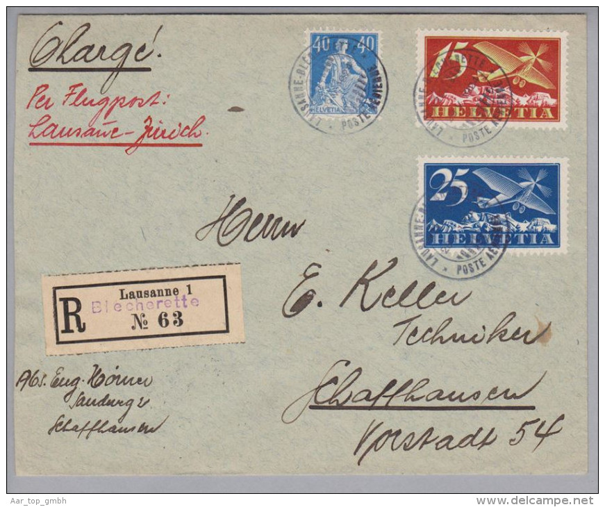 Schweiz Flugpost Ganzsache 1924-05-29 Lausanne Blecherette Nach Zürich - Gebraucht