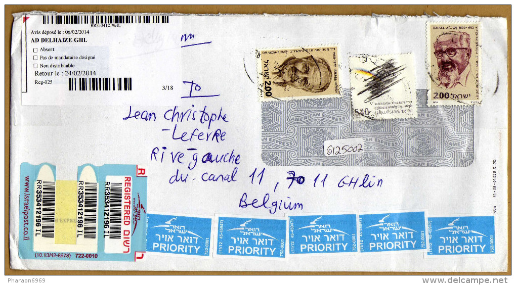 Enveloppe Cover Brief Registered To Ghlin Belgium - Cartas & Documentos