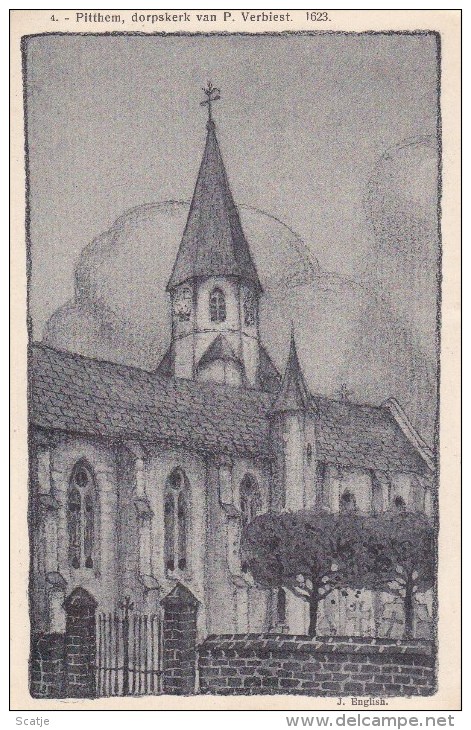 Pitthem. -  Dorpskerk Van P. Verbiest.   1623  -  LITHO - Pittem