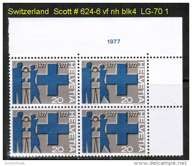 SWITZERLAND   Scott  # 624-6**  VF MINT NH CORNER BLOCKS OF 4 - Unused Stamps