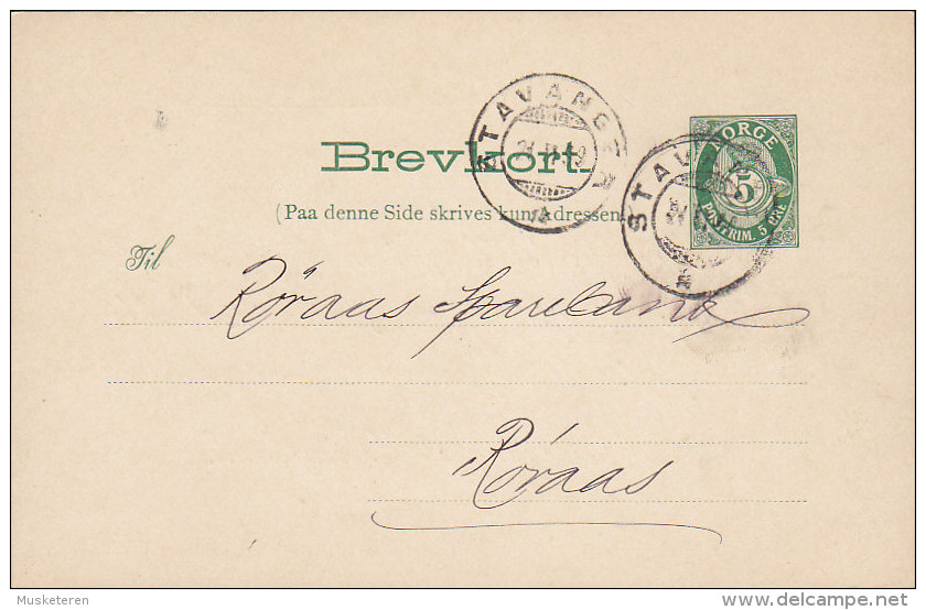 Norway Postal Stationery Ganzsache Entier Private Print STAVANGER PRIVATBANK, STAVANGER 1899 To RØRAAS (2 Scans) - Postwaardestukken