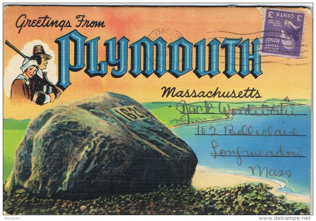 7492. Paquete Postal Souvenirs PLYMOUTH (Massachusets), Fechador Plymouth1943 - Pittsburgh