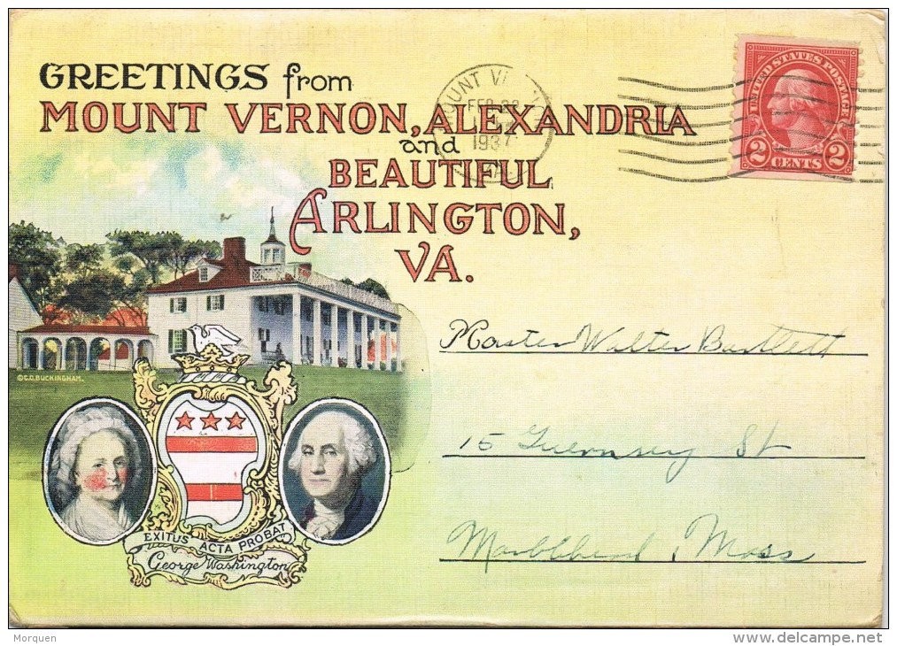 7493. Paquete Postal Souvenirs MOUNT VERNON, Alexandria (Virginia) 1937 - Alexandria