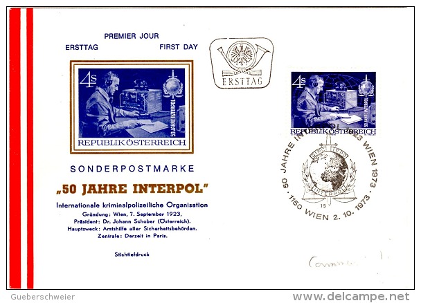 RAD-L12 - AUTRICHE FDC Cinquantenaire D´Interpol - Police - Gendarmerie