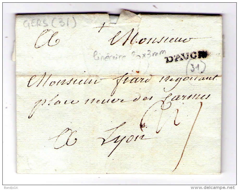 LAC D'  Auch Pour Lyon - 1781 - Marque Lineaire D'auch  - 3 Scan - 1701-1800: Precursori XVIII