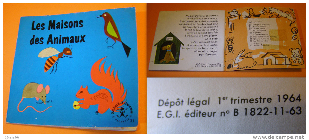 (1964)Enfant/animaux Mini Livre Hachette : Les Maisons Des Animaux - Hachette