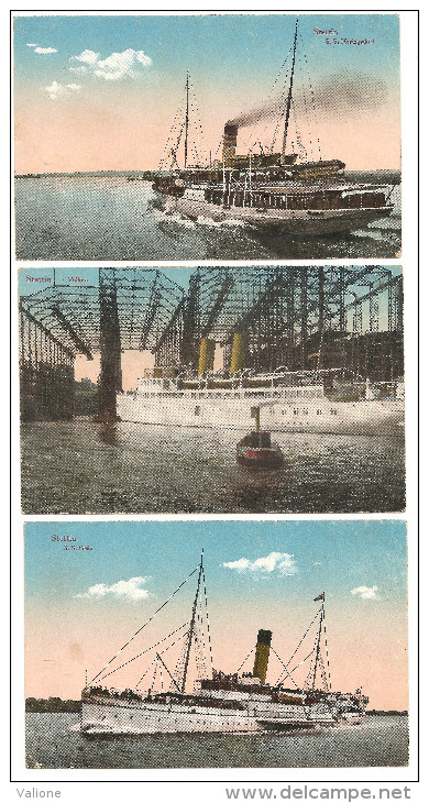 Lot 3 CPA De Stettin 1917 En Pologne Sur Le Thème Des Bateaux : Heringsdorf, Vulkan, Freia - Poland