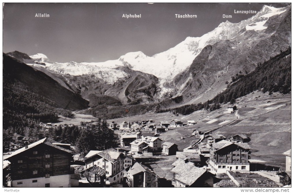 Saas-Fee (1800 M) Mit Fee-Gletscher, Allalin, Alphubel, Täschhorn, Dom Und Lenzspitze. - Täsch