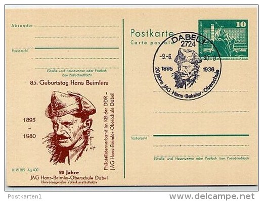 DDR P79-13b-80 C108-a Postkarte PRIVATER ZUDRUCK Hans Beimler Dabel Sost. 1980 - Cartes Postales Privées - Oblitérées