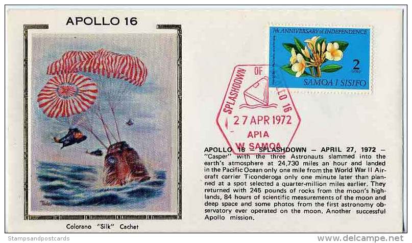 Samoa Espace Lettre 1972 Apollo 16 Amerrissage Samoa Space Apollo 16 Splashdown Cover - Oceania