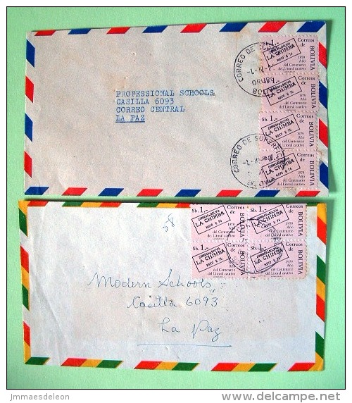 Bolivia 1980 Two Covers To La Paz - Stamp On Stamp - Bolivia