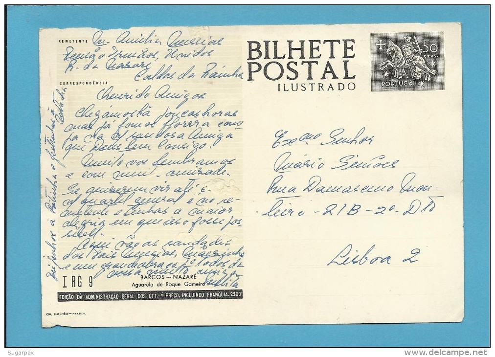 INTEIRO POSTAL STATIONERY - BARCOS - NAZARÉ - Roque Gameiro - PORTUGAL - N.º I RG 9- 2 SCANS - Entiers Postaux