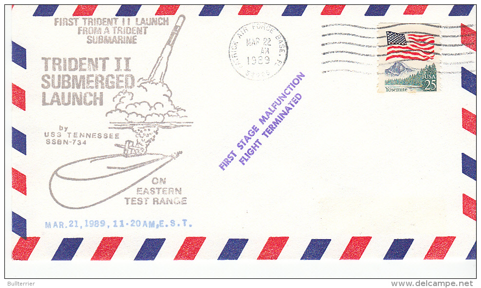 SPACE - USA - 1988 TRIDENT 2  SUBMERGED LAUNCH , MALFUNCTION  COVER WITH  PATRICK AIR BASE   POSTMARK * - United States