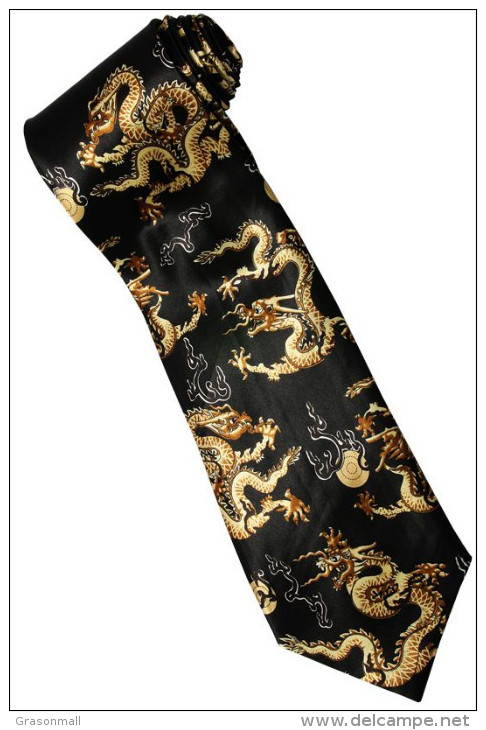 Royal Dragon GOLD Ball All Around Animal Cartoon Novelty Fancy NECK TIE - Autres & Non Classés