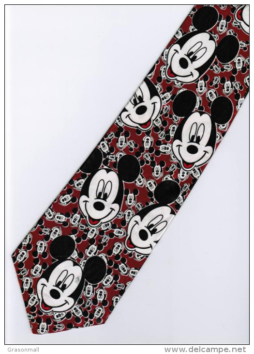 Mickey Mouse Disney Many Smiley Face RED Silk Cartoon Novelty Fancy NECK TIE - Other & Unclassified