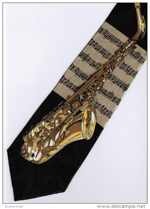 Saxophone Musical Symbols Instrument #2 Silk Cartoon Novelty Fancy NECK TIE - Other & Unclassified