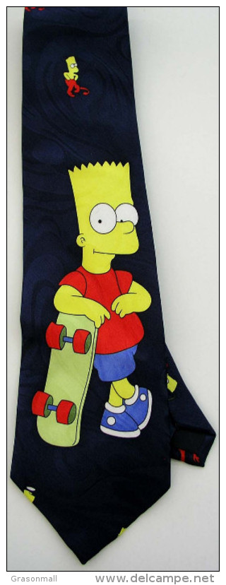 The Simpsons Bart Skateboard Game Sport Silk Cartoon Novelty Fancy NECK TIE - Other & Unclassified