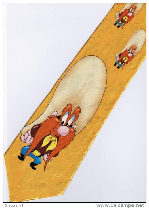 Yosemite Sam Cowboy Looney Tunes YELLOW Silk Cartoon Novelty Fancy NECK TIE - Other & Unclassified