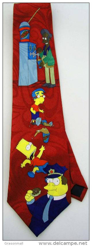 The Simpsons Bart Chief Wiggum Springfield Police Silk Cartoon Novelty Fancy NECK TIE - Other & Unclassified