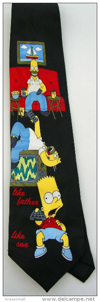 The Simpsons Homer Bart Like Father Like Son Silk Cartoon Novelty Fancy NECK TIE - Andere & Zonder Classificatie