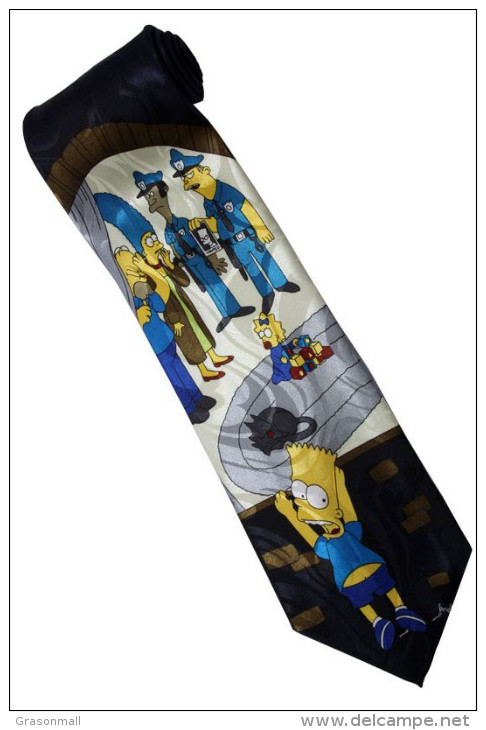 The Simpsons Marge Bart Maggie Springfield Police Officers Eddie Lou Silk Cartoon Novelty Fancy NECK TIE - Other & Unclassified