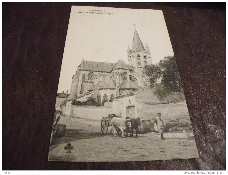 A85..CPA..63...PUY DE DOME...AIGUEPERSE..L'Eglise....auvergne....rare Beau Plan Animé..écrite - Aigueperse