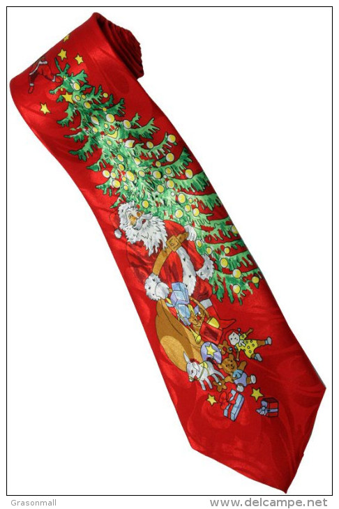 Christmas Santa Claus Xmas #27 Trees Gift Silk Cartoon Novelty Fancy NECK TIE - Other & Unclassified