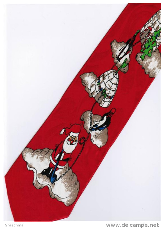 Christmas Santa Claus Xmas #28 Play Golf Eskimo Snow House RED Trees Gift Silk Cartoon Novelty Fancy NECK TIE - Andere & Zonder Classificatie