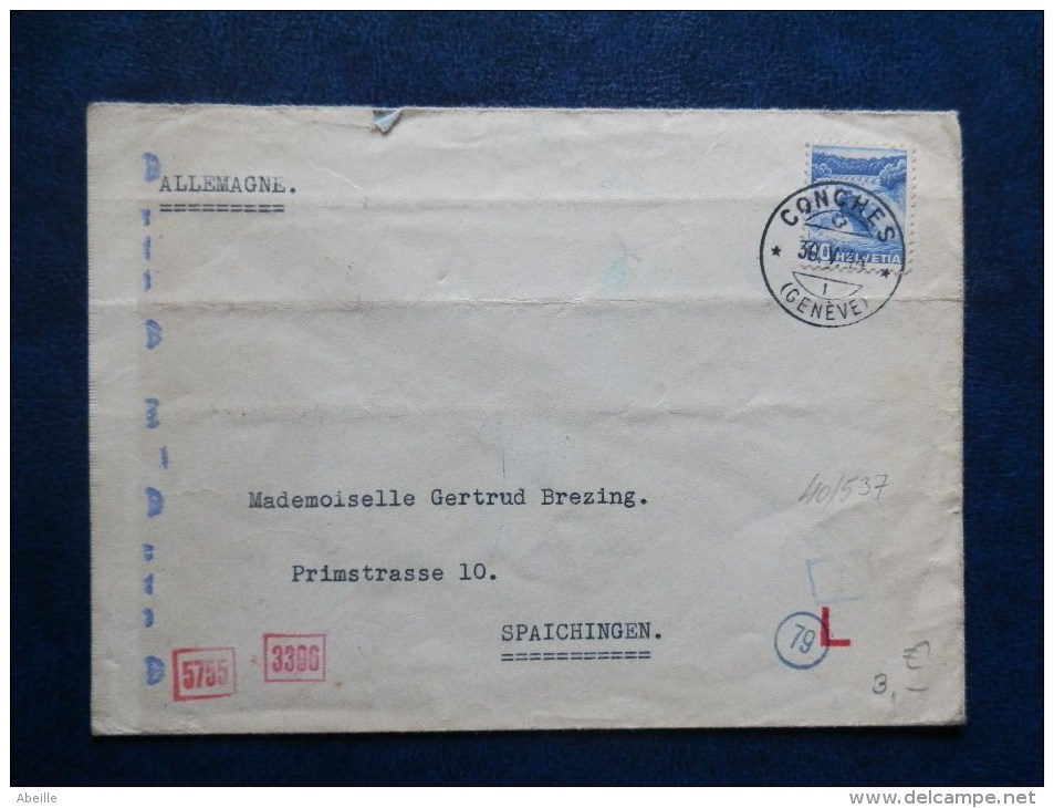 40.537  LETTRE  POUR ALLEMAGNE  CENSURE  1943 - Storia Postale