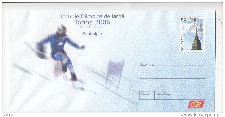 TORINO'06 WINTER OLYMPIC GAMES,  ALPINE SKIING, COVER STATIONERY, ENTIER POSTAL, 2006, ROMANIA - Winter 2006: Turin