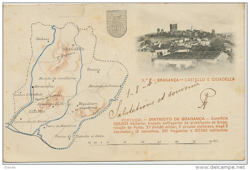 Bragança  2 Castello E Citadella Mapa 1904 Map Carte Geographique - Bragança