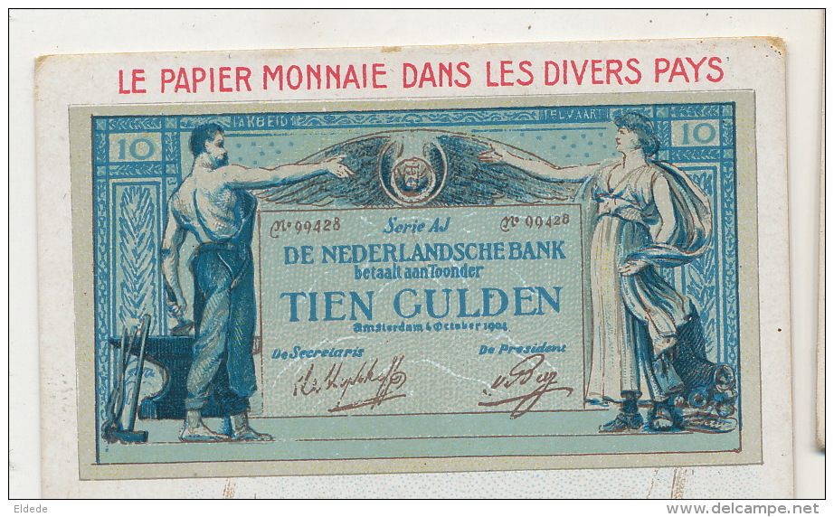 Chromo 7 By 10,5 Peche Papier Monnaie Billet Bank Note Tien Gulden Pub Chicorée Arlatte Cambrai - Andere & Zonder Classificatie