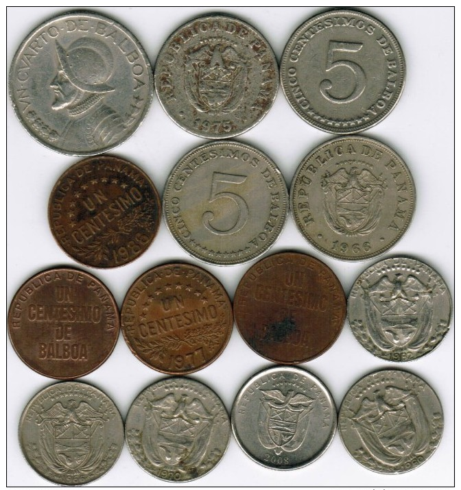 Panama Collection Of 15 Coins 1962-2008 All Different & Listed - Panama