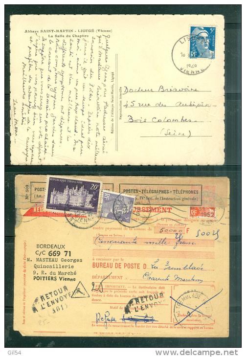 ( 12 Scans ) Lot De  23 Lettres Ou Cartes Postales  Affarnchies Avec Type  Gandon , Différents Affranchissements - Lo349 - 1945-54 Marianne De Gandon