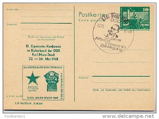 KARL-MARX-DENKMAL Karl-Marx-Stadt DDR P79-17-81 C151 Postkarte PRIVATER ZUDRUCK Sost. 1981 - Karl Marx