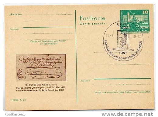 DDR P79-18-81 C152 Postkarte PRIVATER ZUDRUCK Postgeschichte Suhl Sost. 1981 - Private Postcards - Used