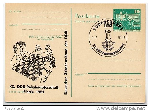 DDR P79-21-81 C154 Postkarte PRIVATER ZUDRUCK Schach Rüdersdorf Sost. 1981 - Cartes Postales Privées - Oblitérées