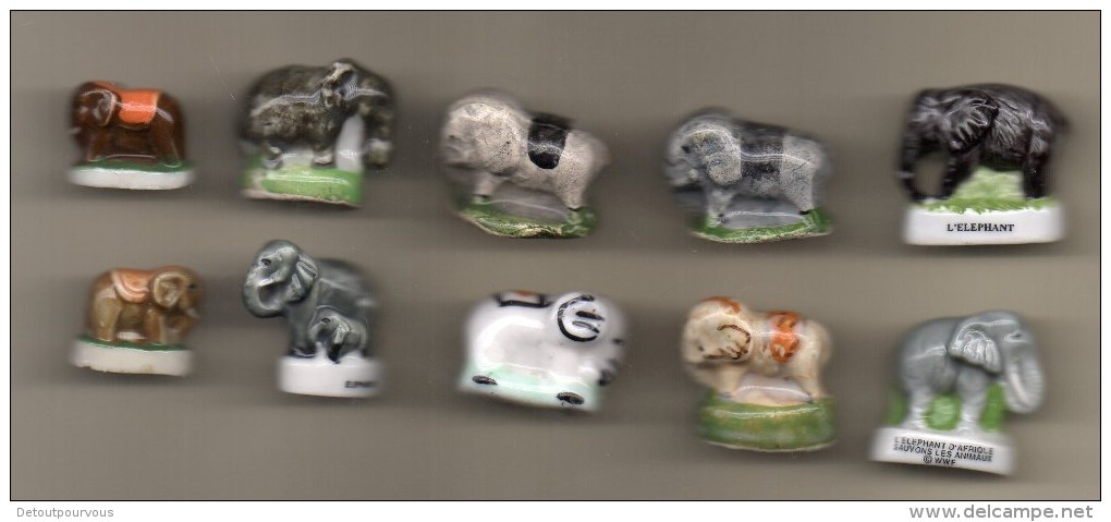 LOT 10 Fèves Biscuit & Porcelaine Brillantes ELEPHANT éléphants - Animaux