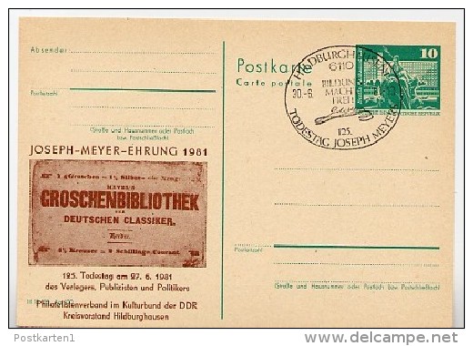 DDR P79-26-81 C159 Postkarte PRIVATER ZUDRUCK Joseph Meyer Hildburghausen Sost. 1981 - Private Postcards - Used