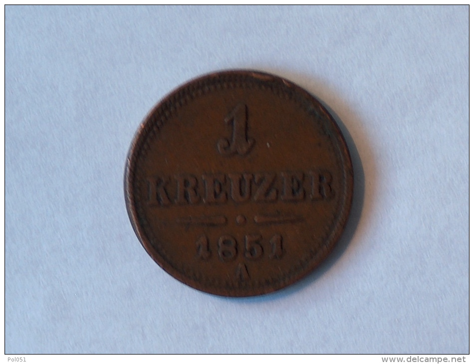 AUTRICHE 1 KREUZER 1851 A - Autriche