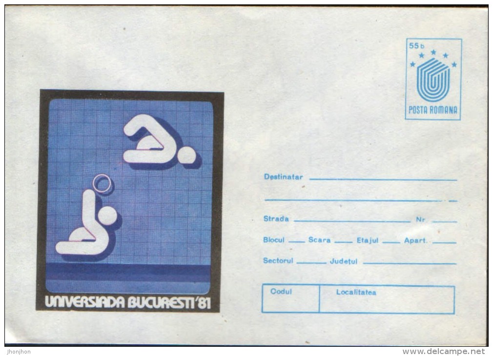 Romania-Postal Stationery Cover Unused, 1981 - Water Polo - Bucharest University Sports Games ´81 - Water Polo